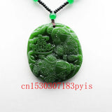 Green Jade Wealth Toad Pendant Necklace Hand-Carved Charm Jadeite