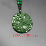 Green Jade Wealth Toad Pendant Necklace Hand-Carved Charm Jadeite