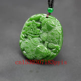 Green Jade Wealth Toad Pendant Necklace Hand-Carved Charm Jadeite