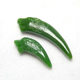 Chinese Green Jade Wolf Tooth Pendant Necklace Hand-Carved Charm Amulet
