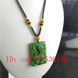 Chinese Green Tiger Carved Jade Pendant Necklace Charm for Women
