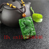 Chinese Green Tiger Carved Jade Pendant Necklace Charm for Women