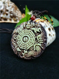 Chinese Jade Dragon Phoenix Pendant Necklace Luck Charm
