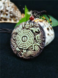 Chinese Jade Dragon Phoenix Pendant Necklace Luck Charm