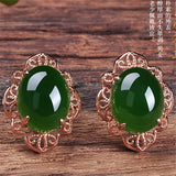 Natural Jade Green Hand-carved Drop Earrings Jewelry