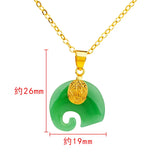 Natural Jade Green Hand-carved Lucky Elephant Pendant Agate Necklace Gift