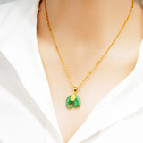 Natural Jade Green Hand-carved Lucky Elephant Pendant Agate Necklace Gift