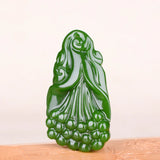 Chinese Natural Magnolia Flower Green Jade Pendant Necklace
