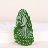 Chinese Natural Magnolia Flower Green Jade Pendant Necklace