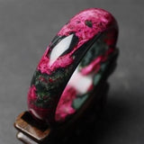Hand-carved Peach Blossom Jade Wide Band Bracelet - Men and Women