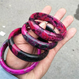Hand-carved Peach Blossom Jade Wide Band Bracelet - Men and Women