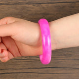 Chinese Peach Blossom Jade Carved Wide Bracelet Pink Jewelry Men Women