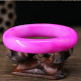 Chinese Peach Blossom Jade Carved Wide Bracelet Pink Jewelry Men Women