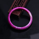Hand Carved Natural Peach Blossom Red Jade Bracelet