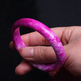 Chinese Natural Peach Blossom Red Hand Carved Wide Bar Jade Bracelet
