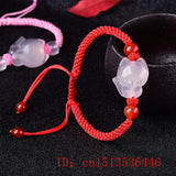 Chinese Pink Agate Chalcedony Jade Fox Bracelet for Women Man