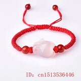 Chinese Pink Agate Chalcedony Jade Fox Bracelet for Women Man