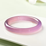 Chinese Natural Pink Jade Chalcedony Hand-carved Jade Bracelet Women Jewelry