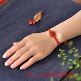 Chinese Agate Chalcedony Jade Fox Bracelet Hand-Carved Women Gift