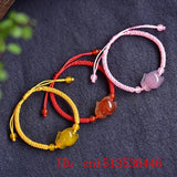 Chinese Agate Chalcedony Jade Fox Bracelet Hand-Carved Women Gift
