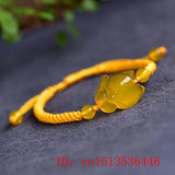 Chinese Agate Chalcedony Jade Fox Bracelet Hand-Carved Women Gift