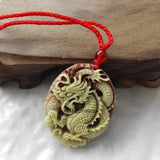 Chinese Purple Robed Jade Dragon Pendant Necklace Lucky Amulet