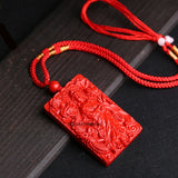 Organic Cinnabar Dragon Guanyin Pendant Necklace Charm