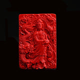 Organic Cinnabar Dragon Guanyin Pendant Necklace Charm