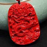 Red Cinnabar Dragon Pendant Necklace Lucky Amulet for Women