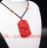 Chinese Natural Red Cinnabar Phoenix Necklace Pendant Charm Jewelry