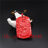 Chinese Natural Red Cinnabar Phoenix Necklace Pendant Charm Jewelry