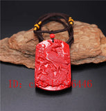 Chinese Natural Red Cinnabar Phoenix Necklace Pendant Charm Jewelry