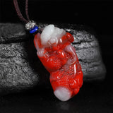 Hand-Carved Red Jade Tiger Pendant Necklace Charm for Men Women