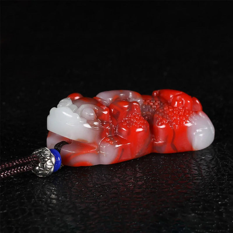 Hand-Carved Red Jade Tiger Pendant Necklace Charm for Men Women