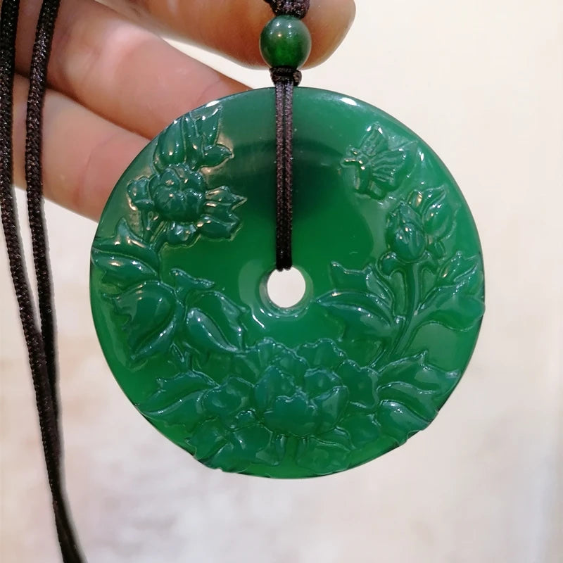 Chinese Chalcedony Chrysanthemum Safety Buckle Jade Pendant