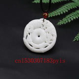 Chinese Jade Carp Pendant Necklace Hollow Out Carved Charm Amulet