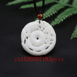 Chinese Jade Carp Pendant Necklace Hollow Out Carved Charm Amulet