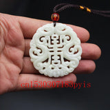 Chinese Jade Dragon Pendant Necklace Hollow Carved Charm Amulet