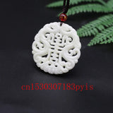 Chinese Jade Dragon Pendant Necklace Hollow Carved Charm Amulet