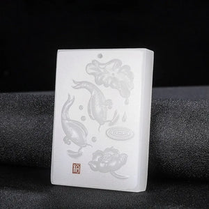 Chinese Natural Jade Goldfish Pendant Necklace Jewelry Gift