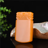 Hand-Carved Natural Yellow Jade Clouds Pendant Necklace for Men Women Luck