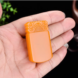 Hand-Carved Natural Yellow Jade Clouds Pendant Necklace for Men Women Luck