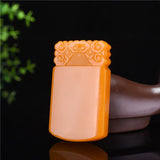 Hand-Carved Natural Yellow Jade Clouds Pendant Necklace for Men Women Luck