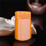 Hand-Carved Natural Yellow Jade Clouds Pendant Necklace for Men Women Luck