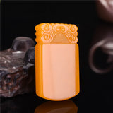 Hand-Carved Natural Yellow Jade Clouds Pendant Necklace for Men Women Luck