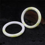 Natural Yellow Hand Carved Round Lantian Jade Bracelet