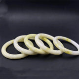 Natural Yellow Hand Carved Round Lantian Jade Bracelet