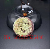 Chinese Natural Jade Dragon Pendant Necklace Charm Hand-Carved Lucky Amulet