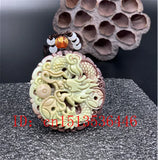 Chinese Natural Jade Dragon Pendant Necklace Charm Hand-Carved Lucky Amulet