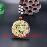 Chinese Natural Jade Dragon Pendant Necklace Charm Hand-Carved Lucky Amulet